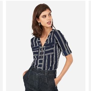 Express Striped Two Pocket Chelsea Popover Shirt